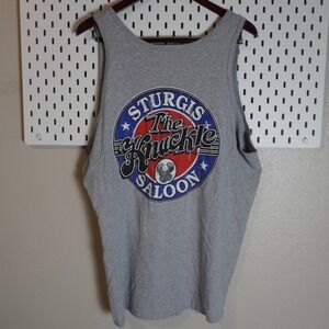 Sturgis The‎ Knuckle Saloon Tank Top XL Gray Motorcycle Biker Sleeveless Shirt